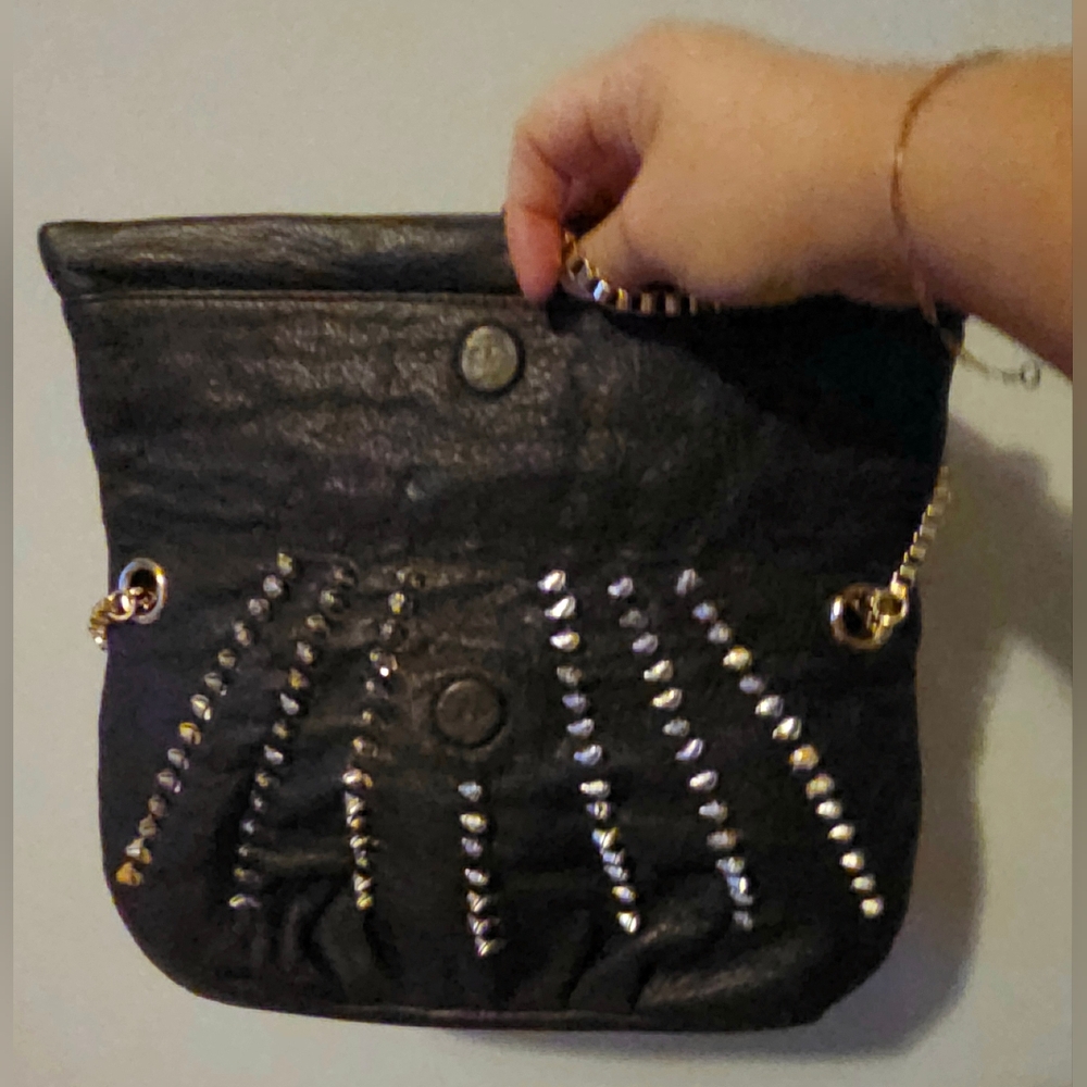 Vintage Ann Taylor LOFT Leather Studded Purse with Chain Strap - Picture 6 of 10